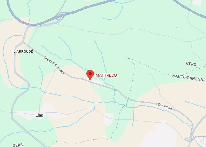 MATTRECO : Localisation sur carte entre GERS et Haute-Garonne. Carte géographique du lieu-dit MATTRECO entre GERS et HAUTE-GARONNE. Proximité de Lias, L'ARROUDÉ et Rte de Fontenilles.